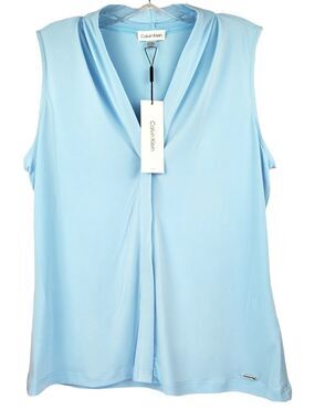 Calvin klein Sleeveless Power Blouse Blue M Sleeveless New